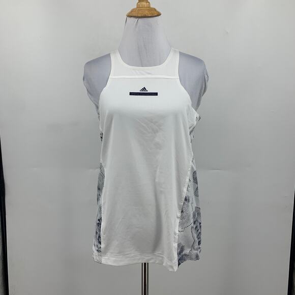 Adidas Stella McCartney Tank Top Womens XS Extra Small White Black AdiZero Print - Picture 2 of 13